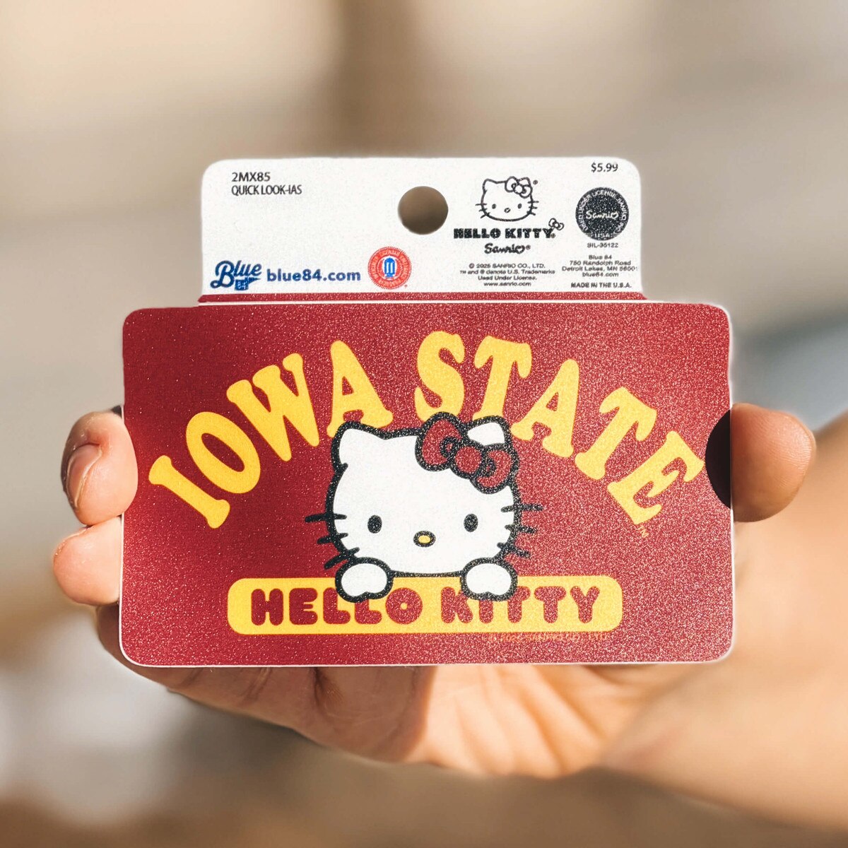 Blue84 Hello Kitty Iowa State Sticker (4"x2")